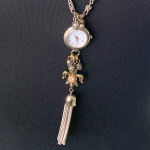 Necklace watch Pendant fleur de Lis tassel